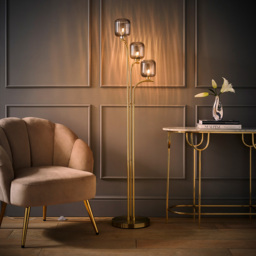 ValueLights Amelie 3 Way Ribbed Glass Gold Stem LED Floor Lamp - Size: 155 x 36 x 38cm - Wilko - thumbnail 7