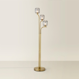 ValueLights Amelie 3 Way Ribbed Glass Gold Stem LED Floor Lamp - Size: 155 x 36 x 38cm - Wilko - thumbnail 6