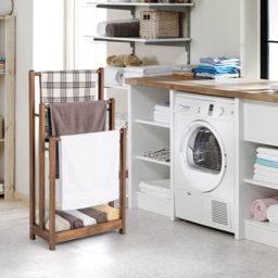 Costway 3 Tier Rustic Brown Wood Freestanding Towel Rack with Shelf - Size: 94 x 34 x 6cm - Wilko - thumbnail 3