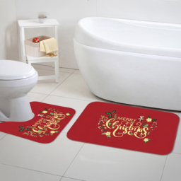 Noel Square Red Floral Merry Xmas Bath Set 2 Piece - Size: 50 x 80 x 1cm - Wilko - thumbnail 3
