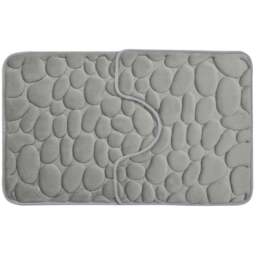Pebble Bath and Pedestal Mat Set - Grey - Wilko