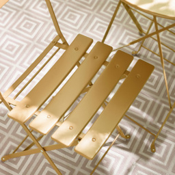 Furniturebox Cruz 2 Seater Metal Outdoor Bistro Set Mustard Yellow - Wilko - thumbnail 3