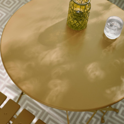 Furniturebox Cruz 2 Seater Metal Outdoor Bistro Set Mustard Yellow - Wilko - thumbnail 4