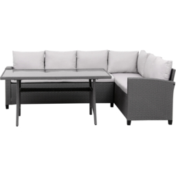 MMT Furniture Designs 6 Seater Grey Rattan L Shaped Garden Sofa Dining Set - Wilko - thumbnail 6