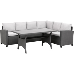 MMT Furniture Designs 6 Seater Grey Rattan L Shaped Garden Sofa Dining Set - Wilko - thumbnail 3