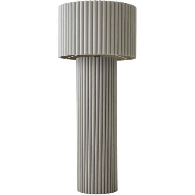 ValueLights Lenny Stone Grey Drum Lamp Shade Ribbed Fabric Midi LED Floor Lamp - Size: 108.5 x 46 x 46cm - Wilko - image 1