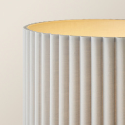 ValueLights Lenny Stone Grey Drum Lamp Shade Ribbed Fabric Midi LED Floor Lamp - Size: 108.5 x 46 x 46cm - Wilko - thumbnail 4