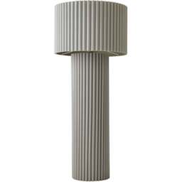 ValueLights Lenny Stone Grey Drum Lamp Shade Ribbed Fabric Midi LED Floor Lamp - Size: 108.5 x 46 x 46cm - Wilko