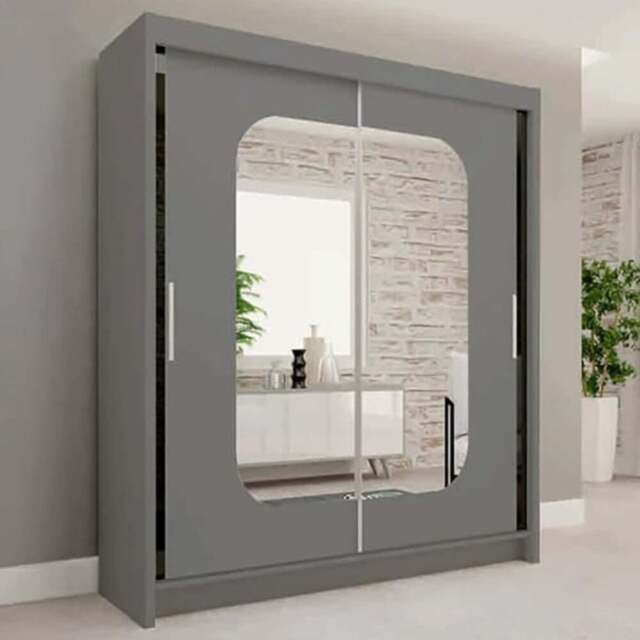 Sliding Wardrobes 4U Marika 2 Door Grey Mirrored Wardrobe 120cm - Wilko - image 1