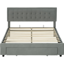 Portland Grey Velvet Storage King Size Bed - Wilko - thumbnail 3