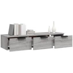 vidaXL 3 Drawer Grey Sonoma Wall Mounted Cabinet - Size: 20 x 102 x 30cm - Wilko - thumbnail 4