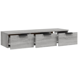 vidaXL 3 Drawer Grey Sonoma Wall Mounted Cabinet - Size: 20 x 102 x 30cm - Wilko - thumbnail 6