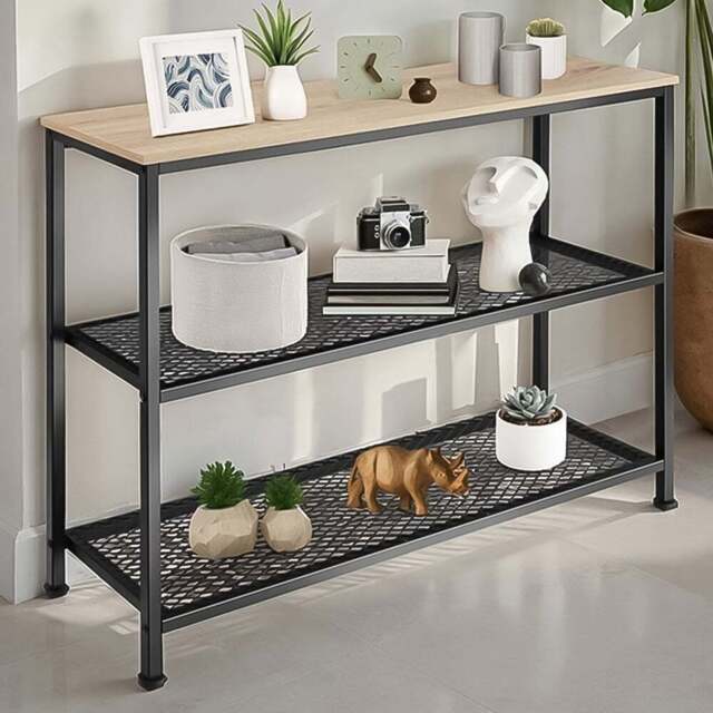 tectake Bristol 2 Wire Shelf Oak Sonoma Console Table - Brown - Wilko - image 1