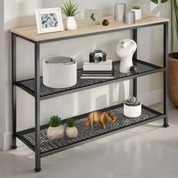 tectake Bristol 2 Wire Shelf Oak Sonoma Console Table - Brown - Wilko - thumbnail 1
