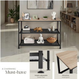 tectake Bristol 2 Wire Shelf Oak Sonoma Console Table - Brown - Wilko - thumbnail 5