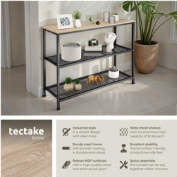 tectake Bristol 2 Wire Shelf Oak Sonoma Console Table - Brown - Wilko - thumbnail 7