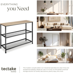 tectake Bristol 2 Wire Shelf Oak Sonoma Console Table - Brown - Wilko - thumbnail 6