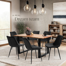 tectake Monroe Set of 2 Black Velvet Dining Chair - Wilko - thumbnail 5