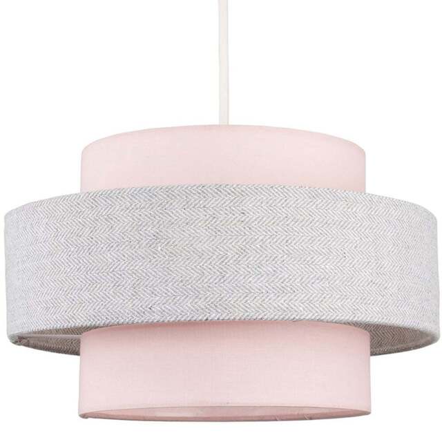 ValueLights Weaver Pink and Grey Herringbone Ceiling Lamp Shade - Size: 30 x 17.5 x 30cm - Wilko - image 1