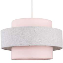ValueLights Weaver Pink and Grey Herringbone Ceiling Lamp Shade - Size: 30 x 17.5 x 30cm - Wilko