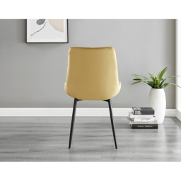 Furniturebox Cesano Set of 2 Mustard Yellow and Black Velvet Dining Chair - Wilko - thumbnail 6