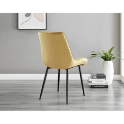 Furniturebox Cesano Set of 2 Mustard Yellow and Black Velvet Dining Chair - Wilko - thumbnail 5