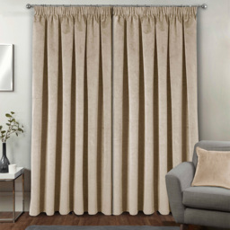 Enhanced Living Oxford Cream Thermal Blackout Pencil Pleat Velvet Curtains 168 x 183cm - Wilko - thumbnail 4