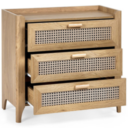 Julian Bowen Sydney 3 Drawer Rattan Effect Chest of Drawers - Wood - Wilko - thumbnail 5