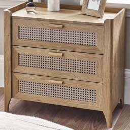 Julian Bowen Sydney 3 Drawer Rattan Effect Chest of Drawers - Wood - Wilko - thumbnail 1