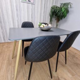 Portland 4 Seater Faux leather Dining Set Grey and Black - Multi - Wilko - thumbnail 5