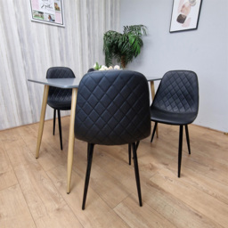 Portland 4 Seater Faux leather Dining Set Grey and Black - Multi - Wilko - thumbnail 4