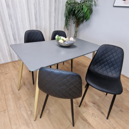 Portland 4 Seater Faux leather Dining Set Grey and Black - Multi - Wilko - thumbnail 7