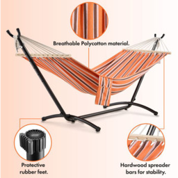 VonHaus Orange Hammock with Metal Frame - Size: 100 x 290 x 90cm - Wilko - thumbnail 5