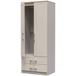 Crowndale Kent Ready Assembled 2 Door 2 Drawer Kashmir Ash and Modern Oak Wardrobe - Size: 2 Door, 2 Drawer - White - Wilko - thumbnail 7
