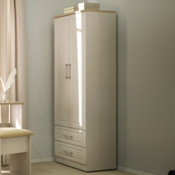 Crowndale Kent Ready Assembled 2 Door 2 Drawer Kashmir Ash and Modern Oak Wardrobe - Size: 2 Door, 2 Drawer - White - Wilko - thumbnail 1