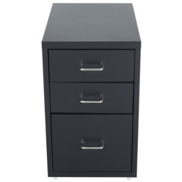 Living and Home Black 3 Tier Vertical File Cabinet with Wheels - Size: 48.5 x 28 x 41cm - Wilko - thumbnail 4