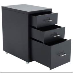 Living and Home Black 3 Tier Vertical File Cabinet with Wheels - Size: 48.5 x 28 x 41cm - Wilko - thumbnail 5