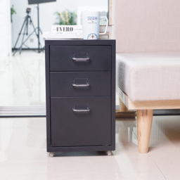 Living and Home Black 3 Tier Vertical File Cabinet with Wheels - Size: 48.5 x 28 x 41cm - Wilko - thumbnail 7