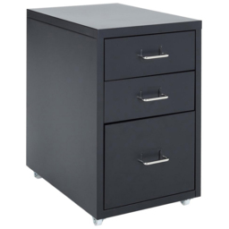 Living and Home Black 3 Tier Vertical File Cabinet with Wheels - Size: 48.5 x 28 x 41cm - Wilko - thumbnail 3
