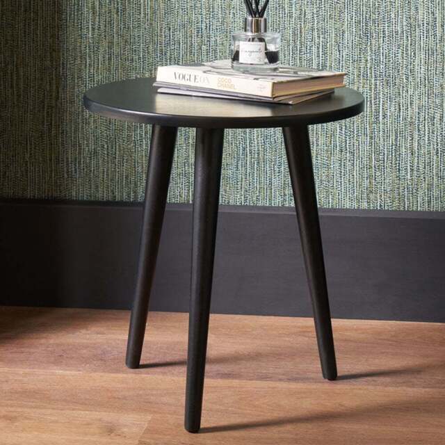 Pacific Lifestyle Chelmsford Satin Black Pine Wood Round Side Table - Size: 42 x 40 x 40cm - Wilko - image 1
