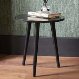 Pacific Lifestyle Chelmsford Satin Black Pine Wood Round Side Table - Size: 42 x 40 x 40cm - Wilko