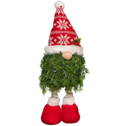 Samuel Alexander Red and White Christmas Tree Standing Gonk with Snowflake Hat 76cm - Size: 76 x 19 x 19cm - Multi - Wilko