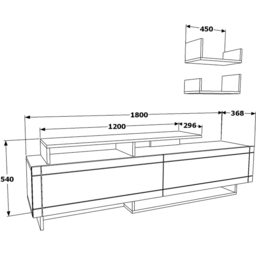 Decorotika Tamy 2 Door 2 Shelf White, Walnut and Anthracite TV Unit - Size: 40 x 180 x 31cm - Multi - Wilko - thumbnail 6