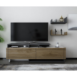 Decorotika Tamy 2 Door 2 Shelf White, Walnut and Anthracite TV Unit - Size: 40 x 180 x 31cm - Multi - Wilko - thumbnail 5