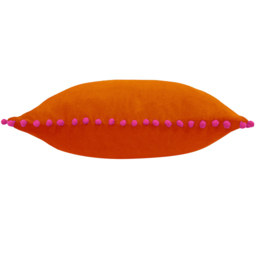 Paoletti Orange and Fuchsia Velvet Touch Pom Pom Cushion - Size: 45 x 45 cm - Multi - Wilko - thumbnail 3