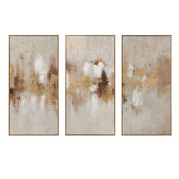 Set of 3 Bronzite Foiled Jewelled Art Beige - Wilko - thumbnail 1