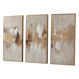 Set of 3 Bronzite Foiled Jewelled Art Beige - Wilko - thumbnail 3