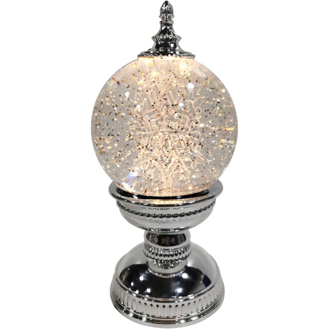 Frosted Fairytale Christmas Silver Snowflake LED Globe Decoration - Size: 12 x 25 x 12cm - Wilko - image 1