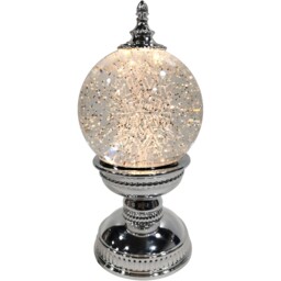 Frosted Fairytale Christmas Silver Snowflake LED Globe Decoration - Size: 12 x 25 x 12cm - Wilko - thumbnail 1