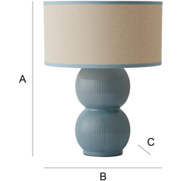 ValueLights Gemma Green Trim Shade Linen with Stacked Ribbed Green Glazed LED Table Lamp - Size: 42.5 x 32 x 32cm - Wilko - thumbnail 7